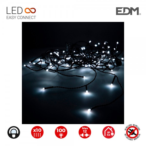 Cortina easy-connect 2x1m 10 tiras 100 leds blanco frio 30v (interior-exterior) total 1,8w