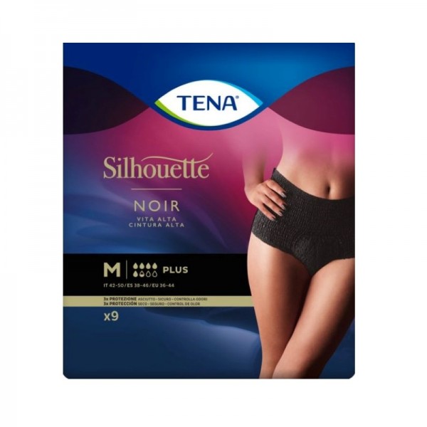 Tena Silhouette Negro Cintura Alta Talla m 9 Uds