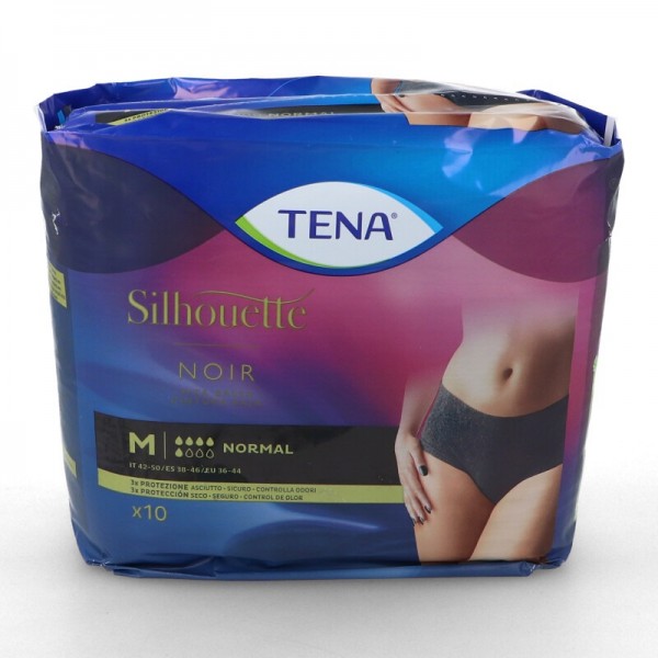 Tena Silhouette Negro Cintura Baja T-m 10 Uds
