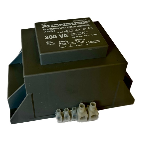 Transformador pool 300va 230/12v 50-60hz. ip-00 regleta tp30300