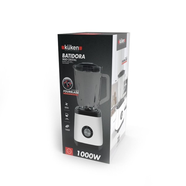 Batidora vaso cristal 1.5l 1000w.blanca