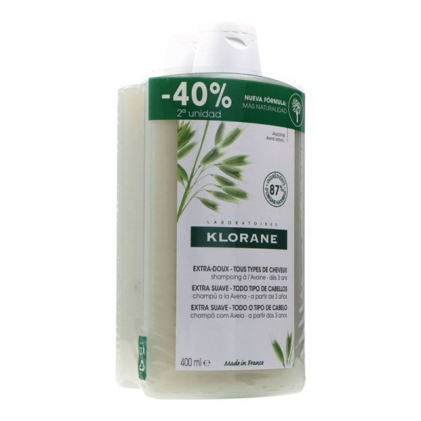 Klorane Champú Avena 2x400 ml Duplo Promo