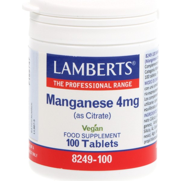 Manganeso 4mg 100tabs 8249 Lamberts