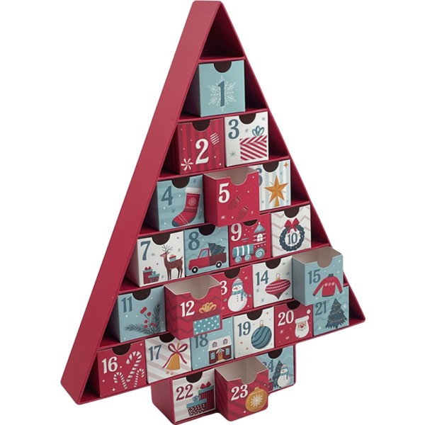 Calendario de adviento de cartón, en forma de árbol de navidad, 32,5 x 5 x 39 cm