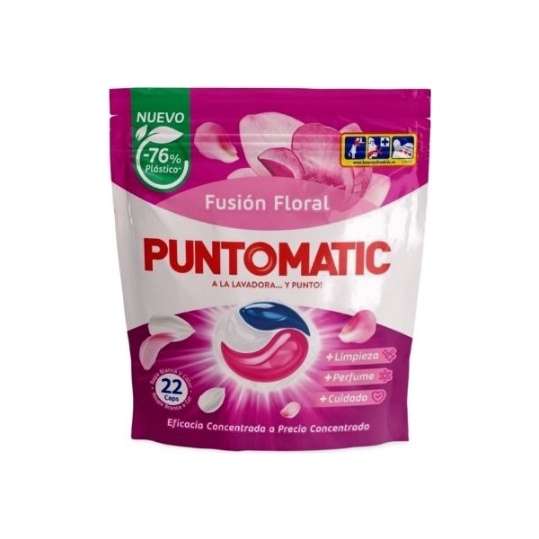 Puntomatic detergente ropa blanca y color fusión floral 22 caps.