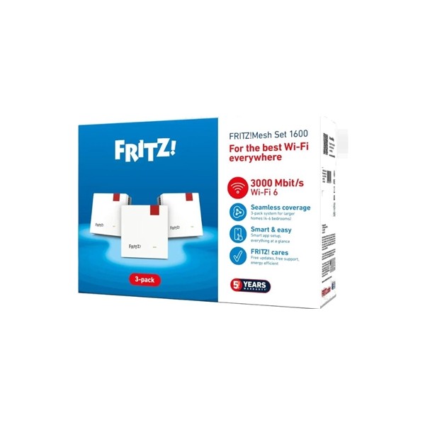 Fritz! mesh wifi set 1600 3-pk repeater wifi6